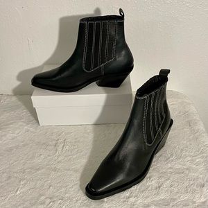 ASRA Malia Western Black Leather Ankle Boots Women’s Size 9.5 Heeled Booties